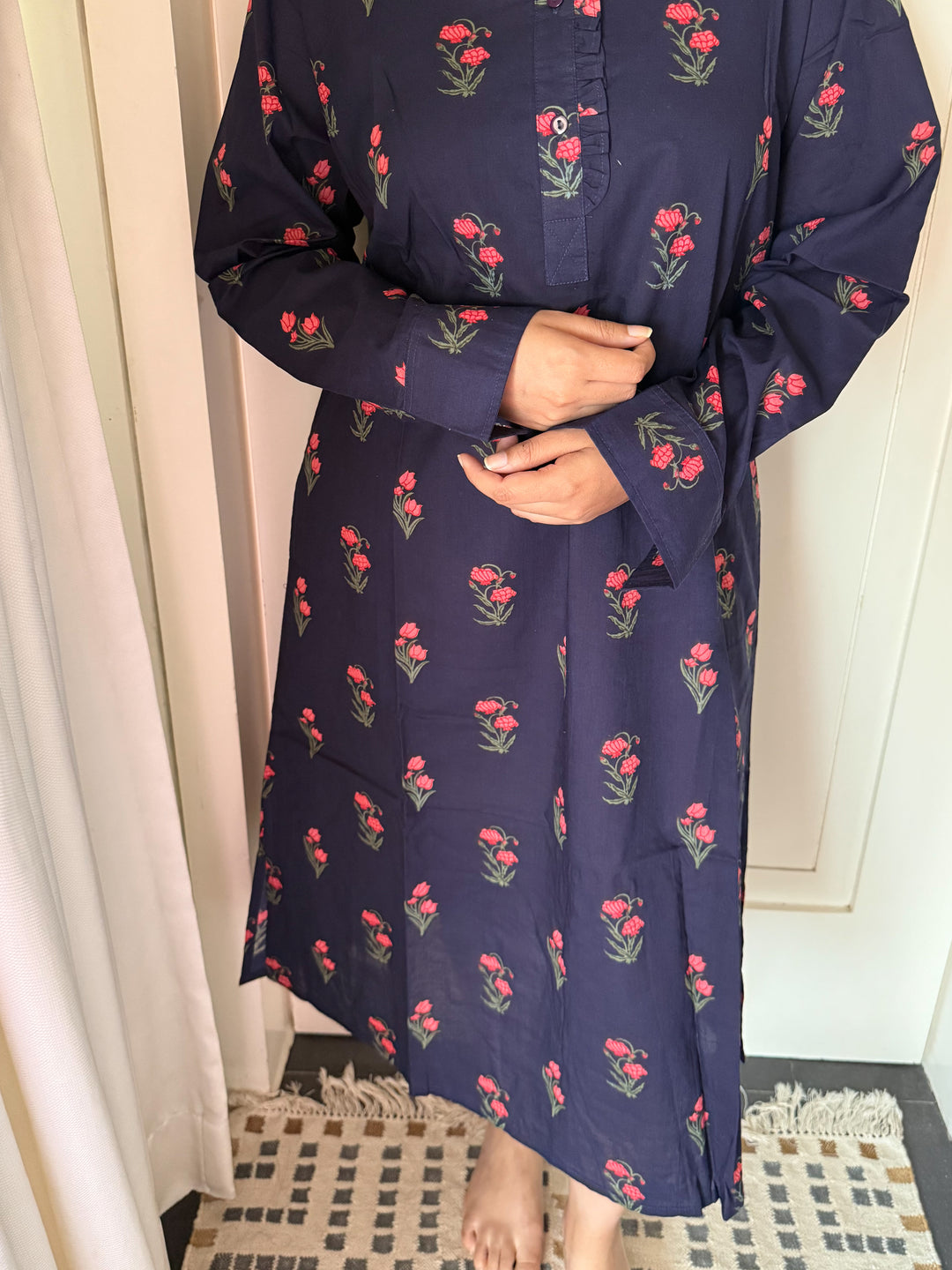100% Cotton Loungewear Dress: Indian Print Loungewear