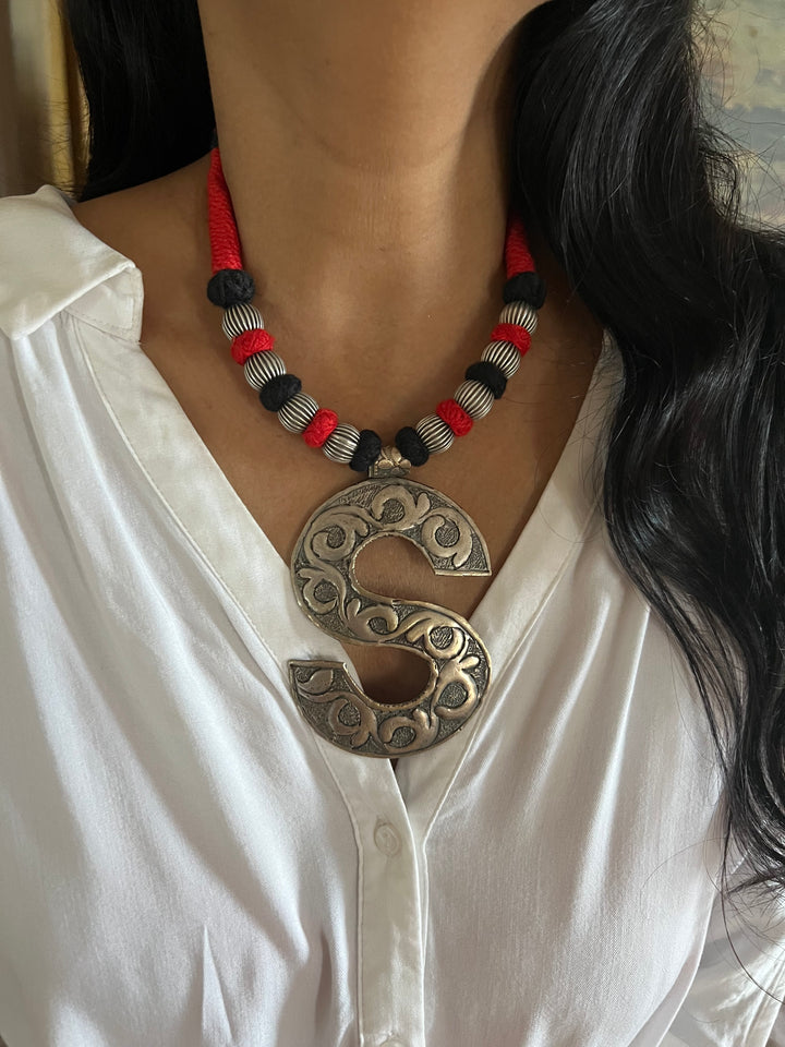 Tribal Necklace with Letter S Pendant- Elevate Your Elegance