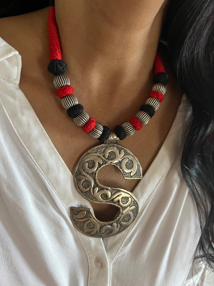 Tribal Necklace with Letter S Pendant- Elevate Your Elegance