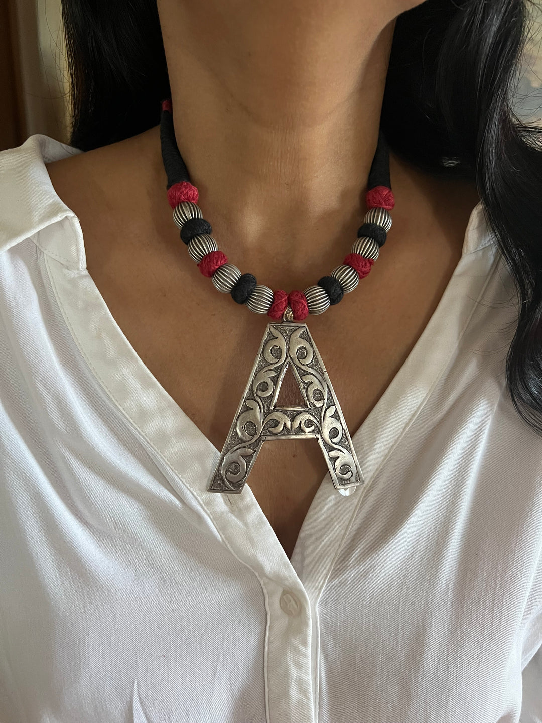 Tribal Necklace with Letter A Pendant- Elevate Your Elegance