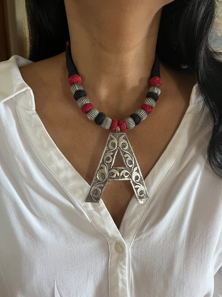 Tribal Necklace with Letter A Pendant- Elevate Your Elegance