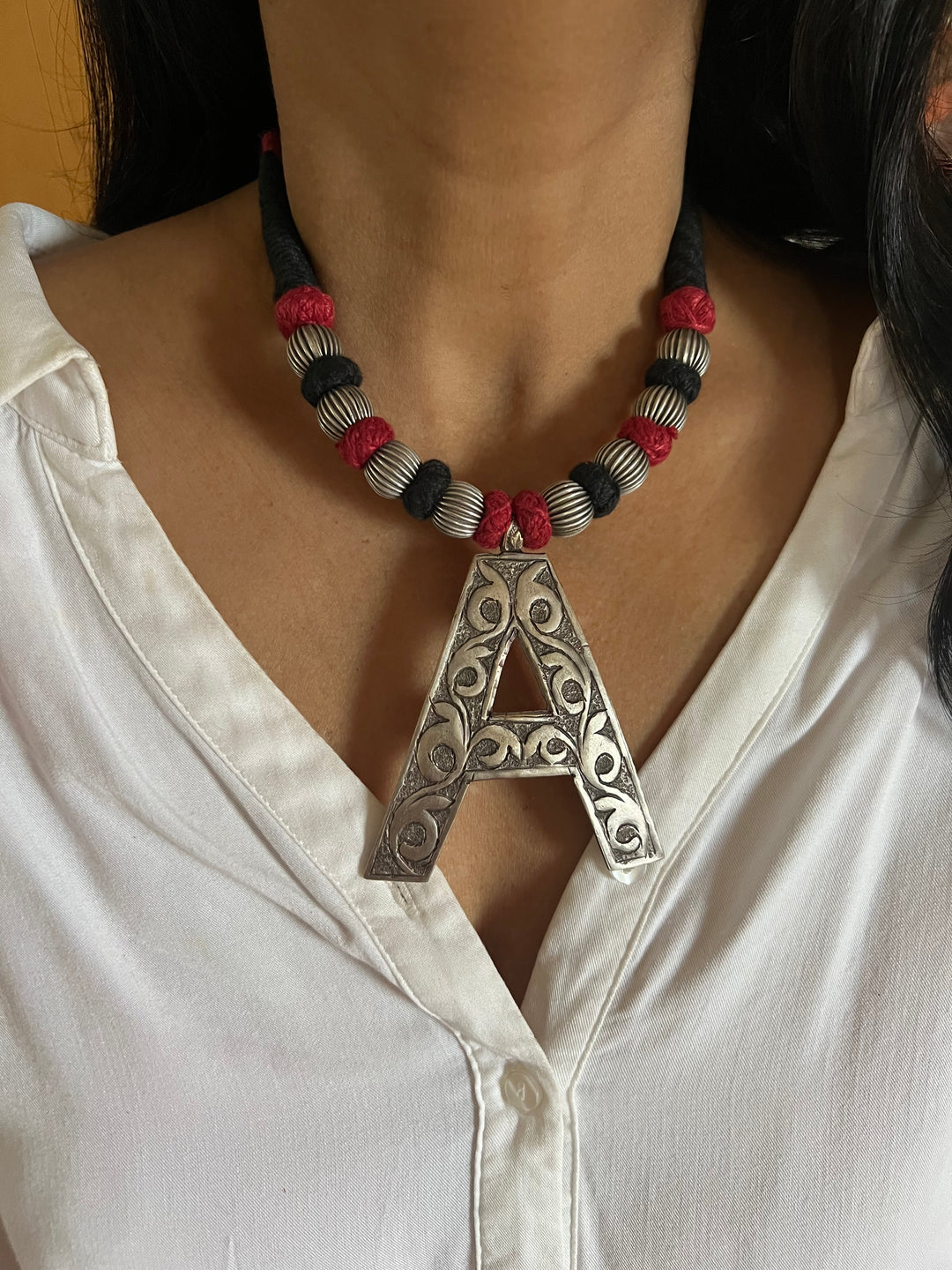 Tribal Necklace with Letter A Pendant- Elevate Your Elegance