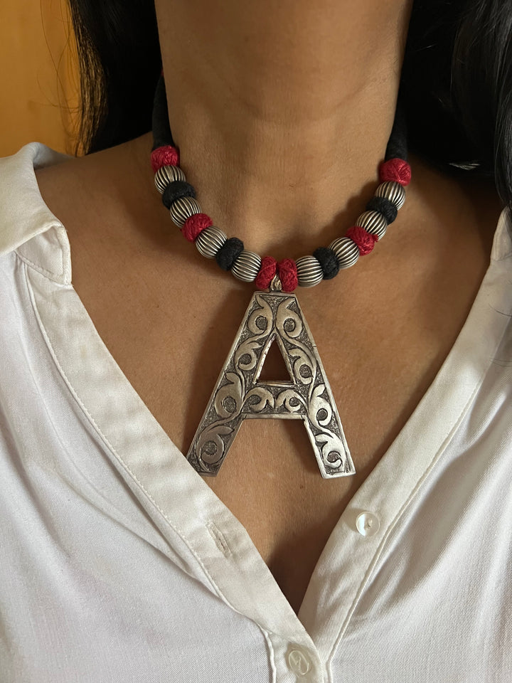 Tribal Necklace with Letter A Pendant- Elevate Your Elegance