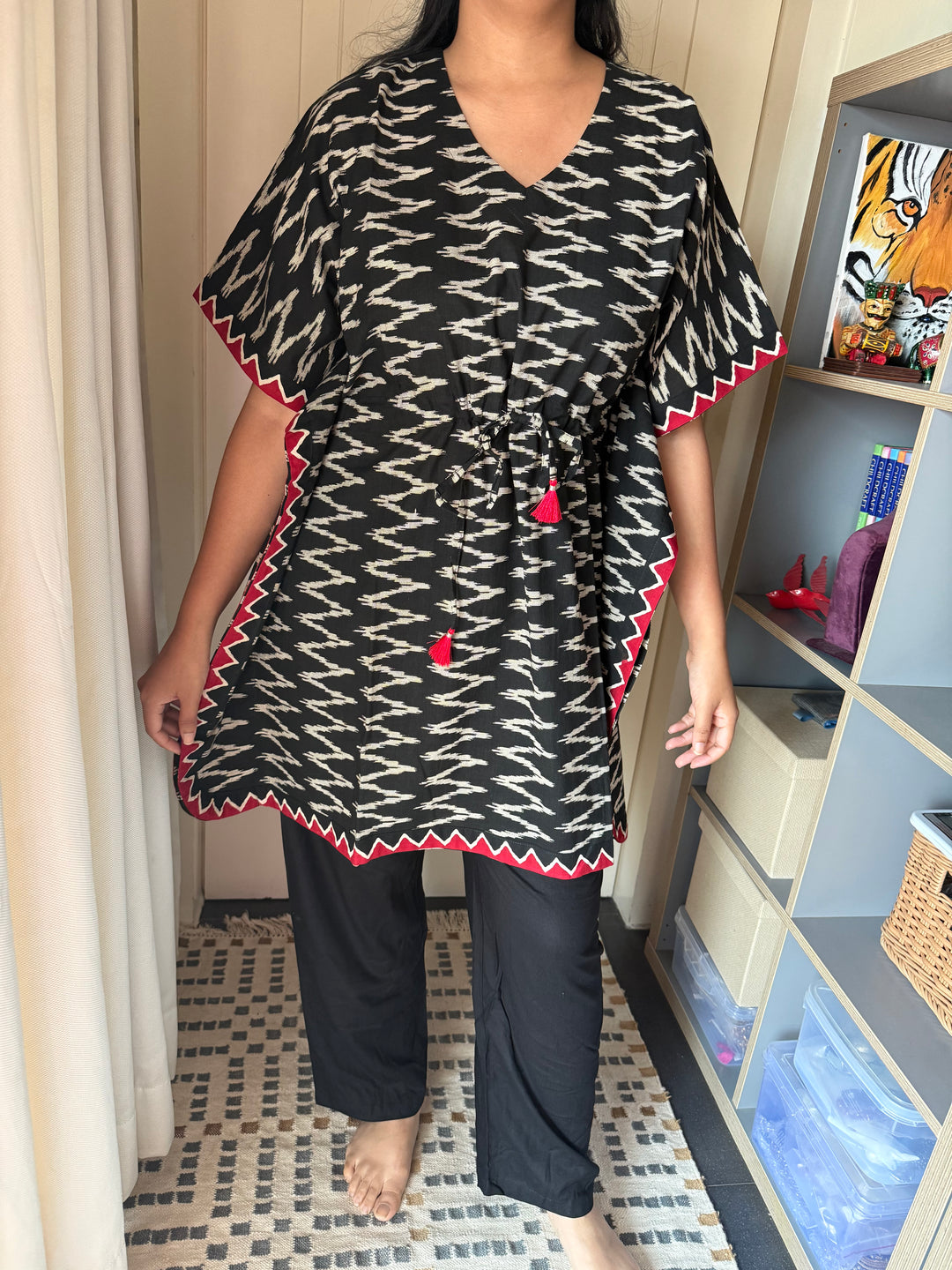 Short Cotton Print Kaftan Dress