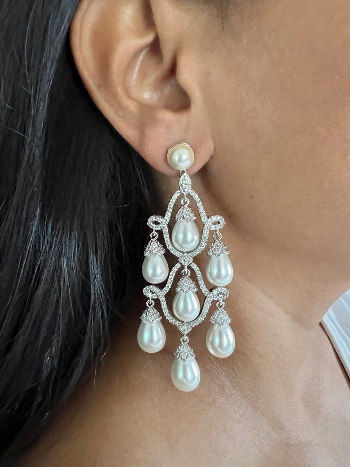 Beautiful Pearl and CZ Earrings - Premium Quality, Exquisite Craftsmanship