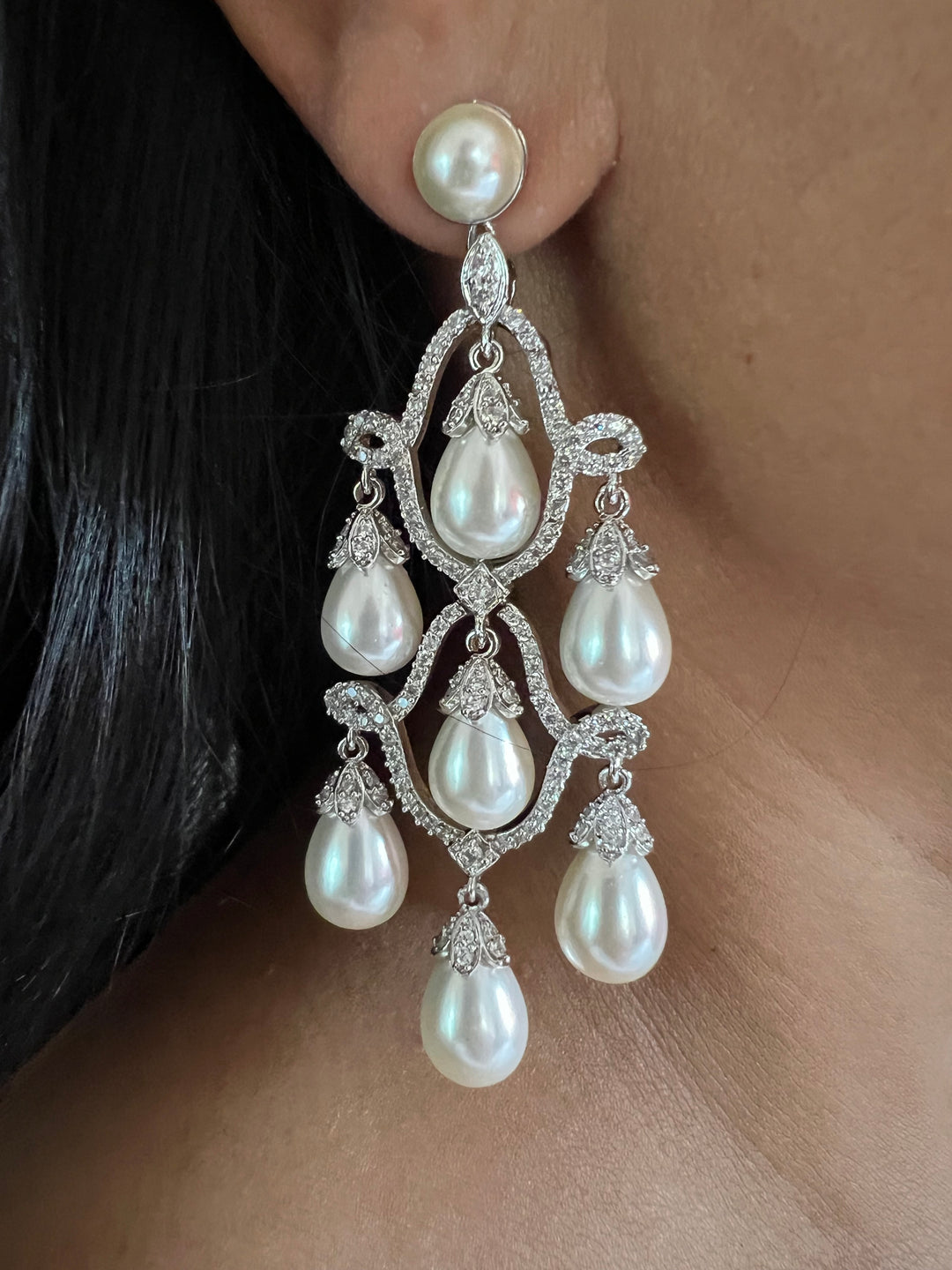 Beautiful Pearl and CZ Earrings - Premium Quality, Exquisite Craftsmanship
