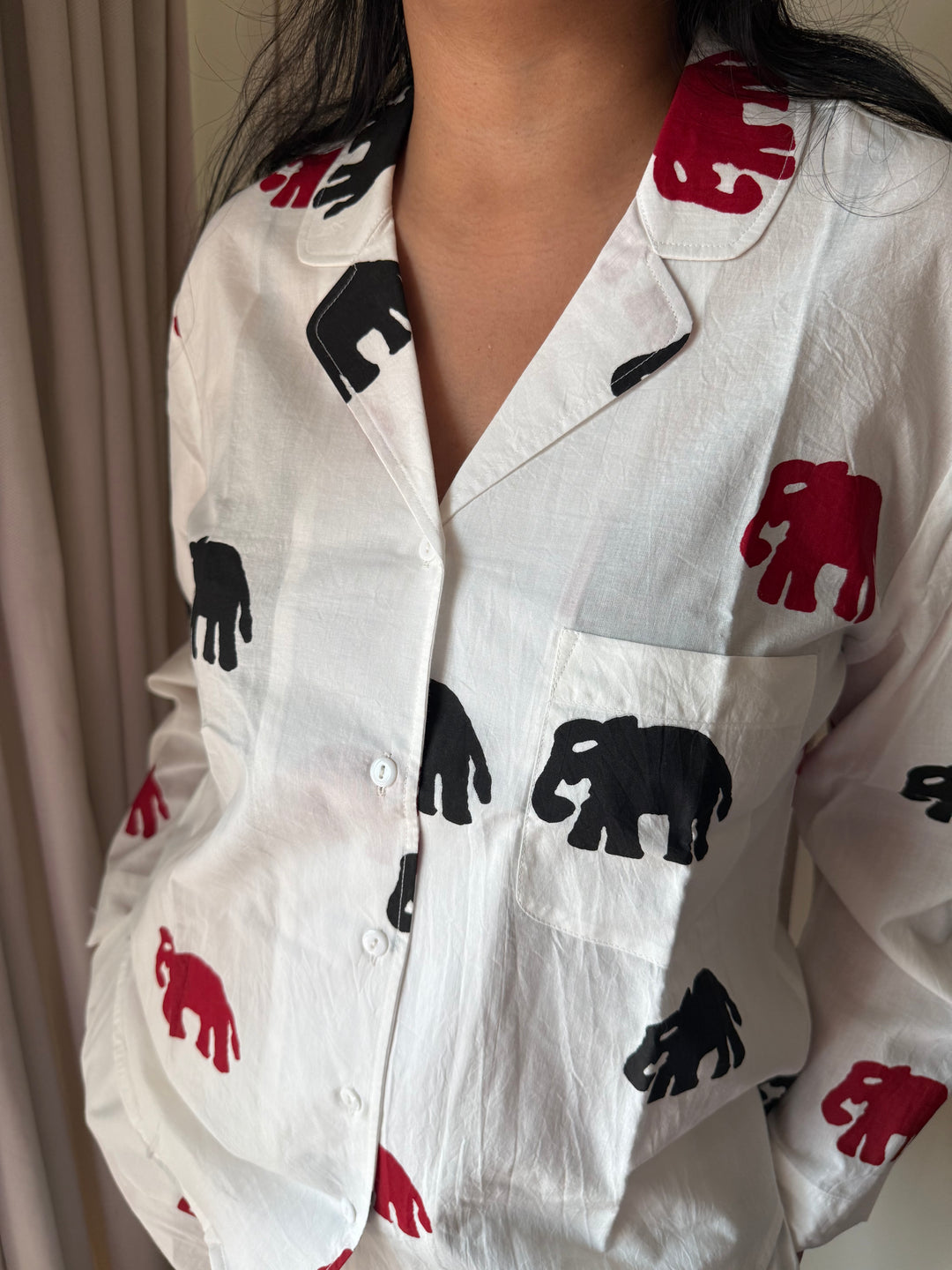 Elephant Print Cotton Night Suit
