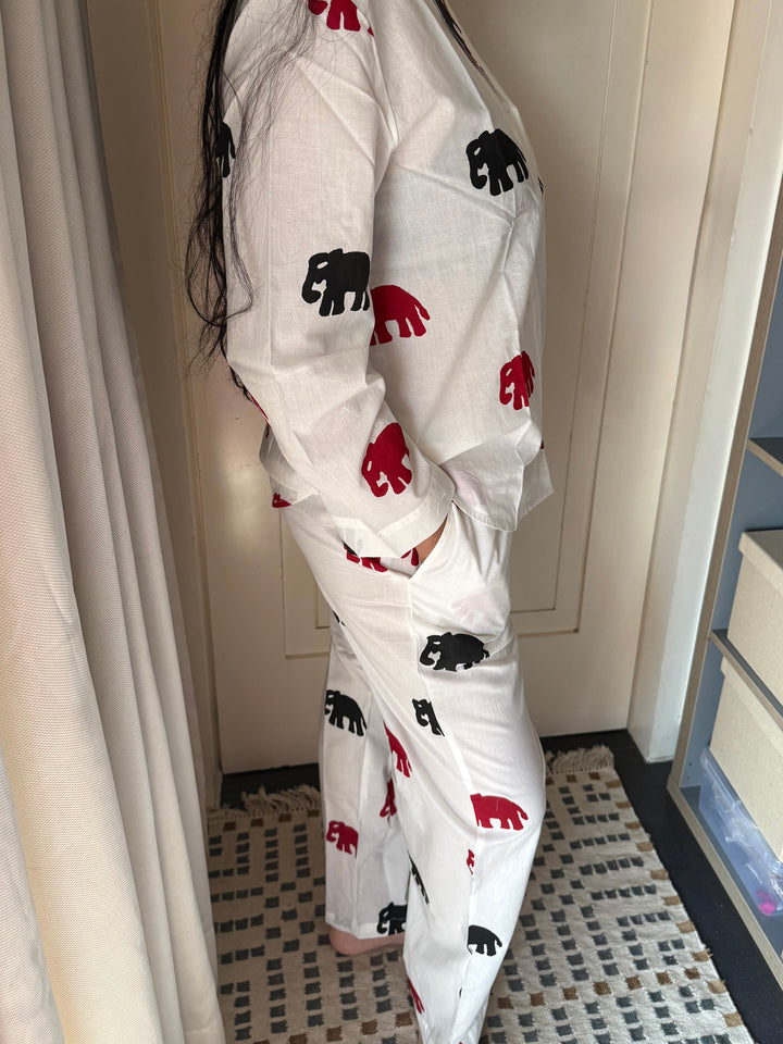 Elephant Print Cotton Night Suit