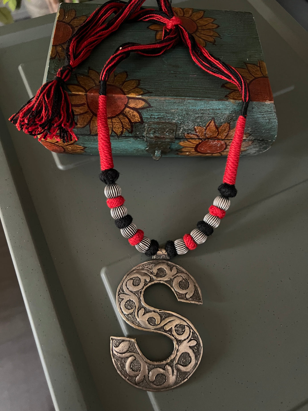 Tribal Necklace with Letter S Pendant- Elevate Your Elegance