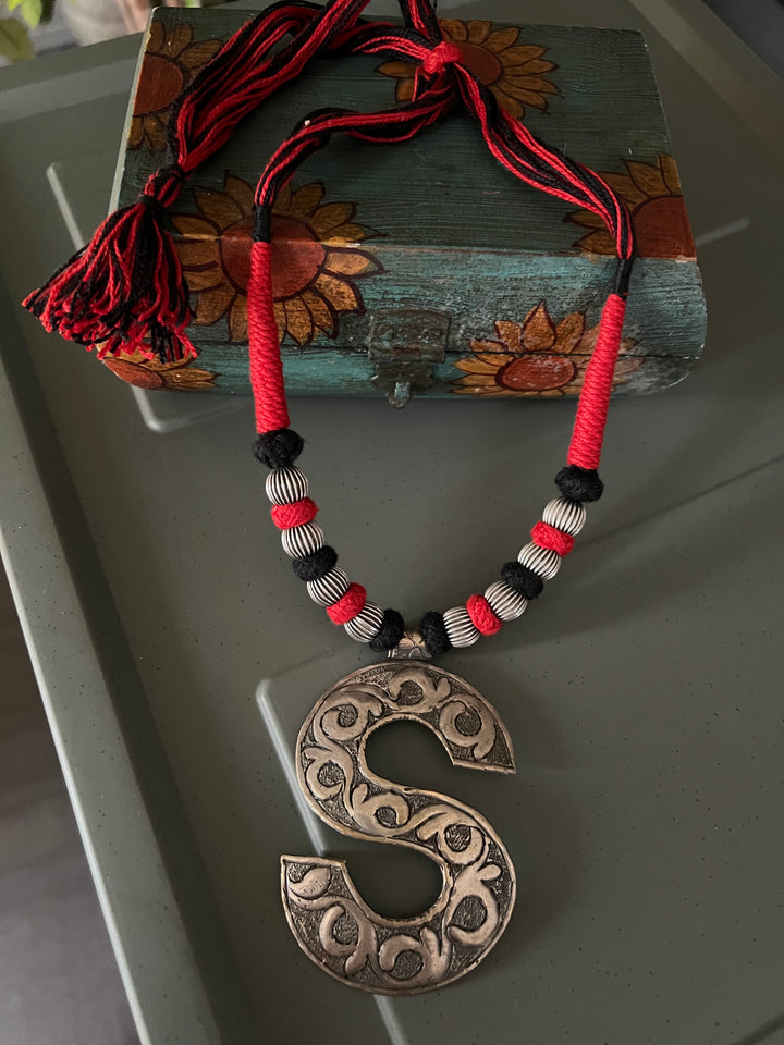 Tribal Necklace with Letter S Pendant- Elevate Your Elegance