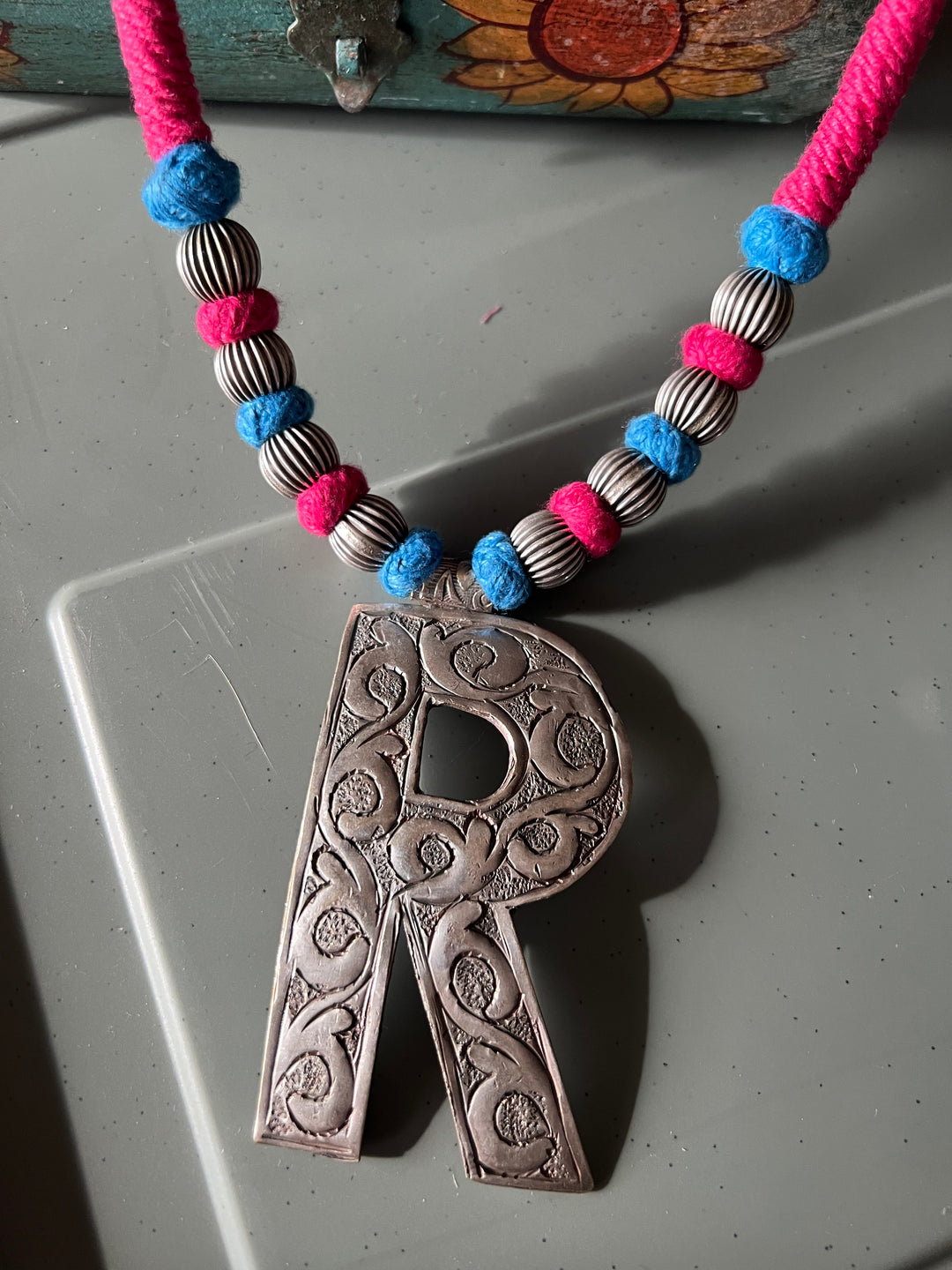 Tribal Necklace with Letter R Pendant- Elevate Your Elegance