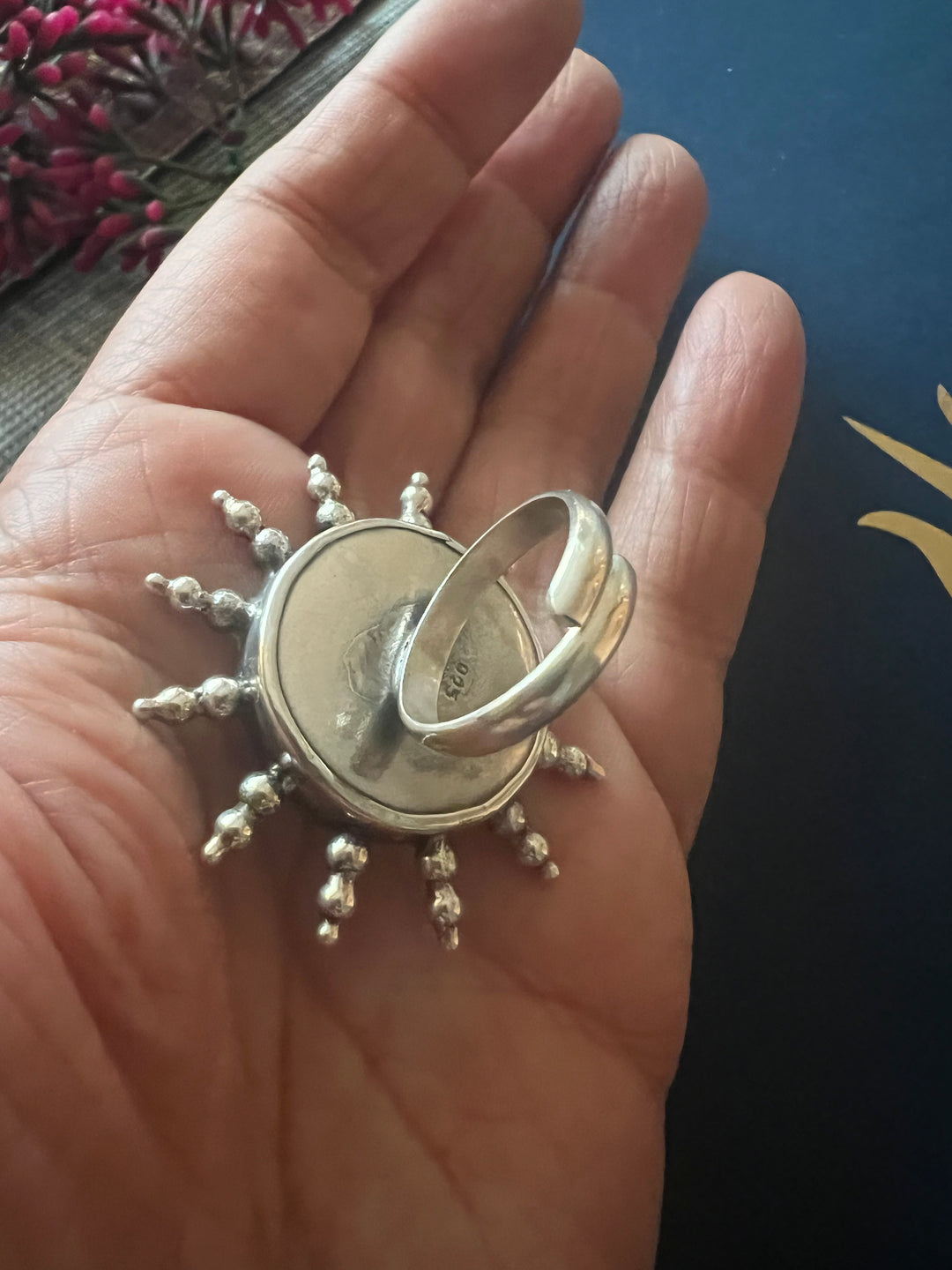 925 Silver Handpainted Designer Ring | Adjustable | SHIVKA