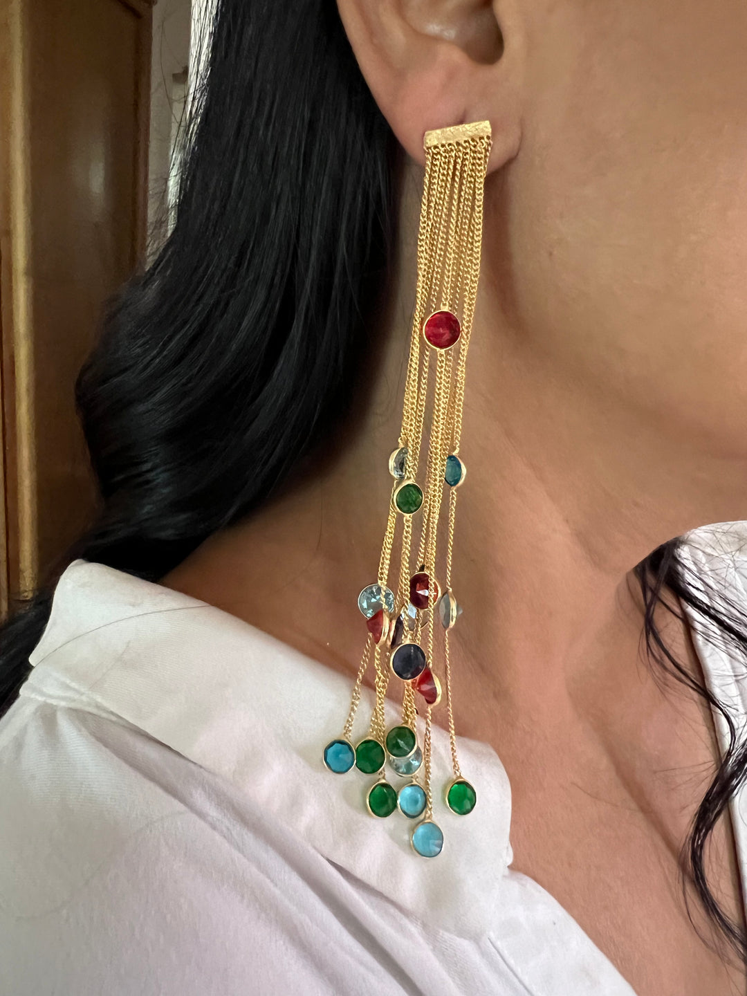 Designer Sapphire Long Earrings