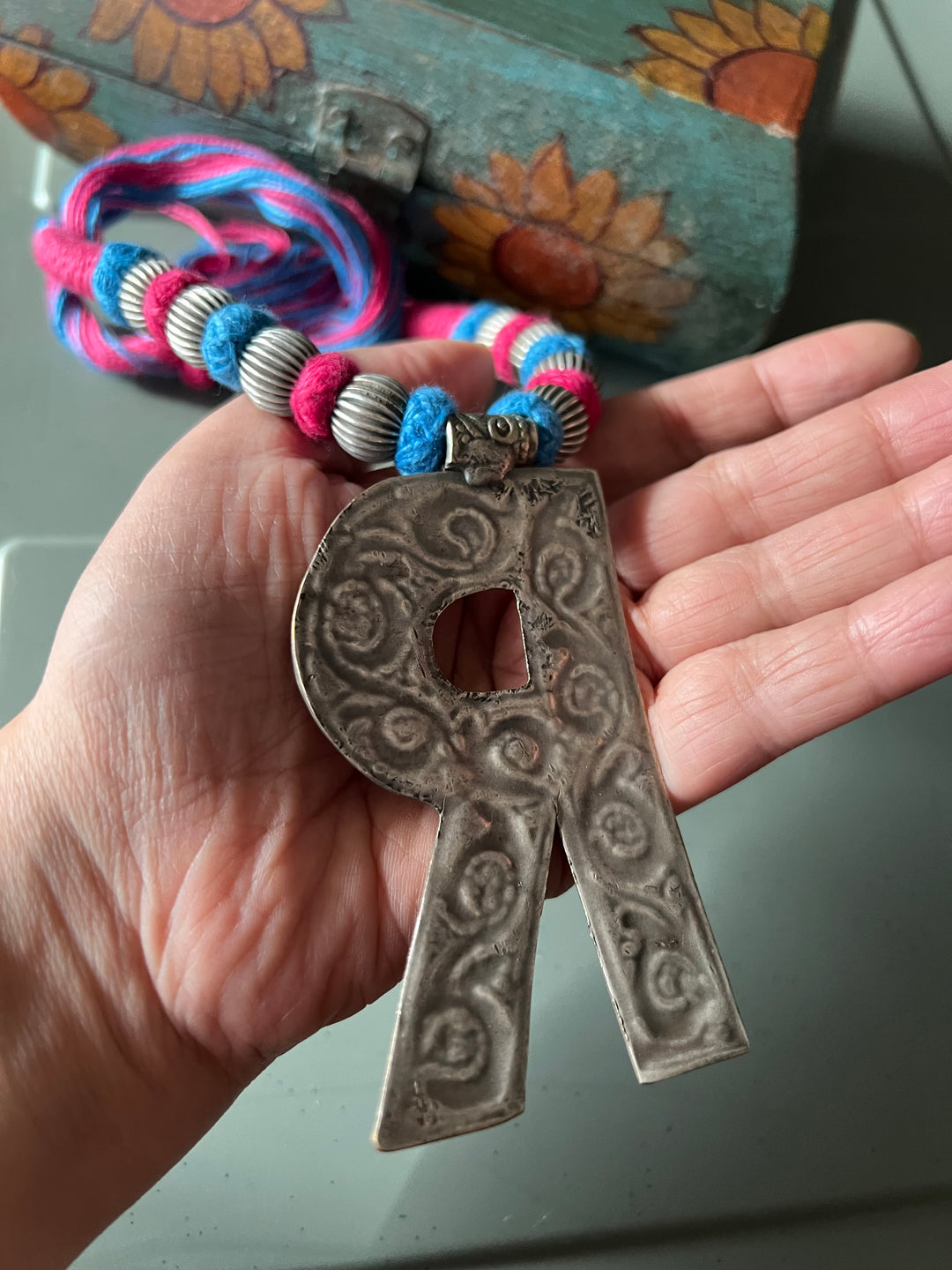 Tribal Necklace with Letter R Pendant- Elevate Your Elegance