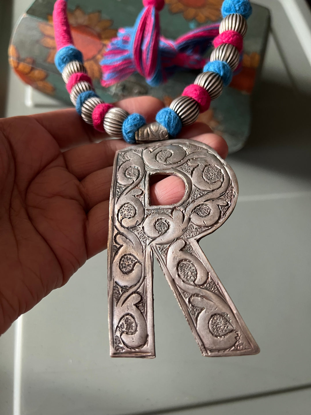 Tribal Necklace with Letter R Pendant- Elevate Your Elegance