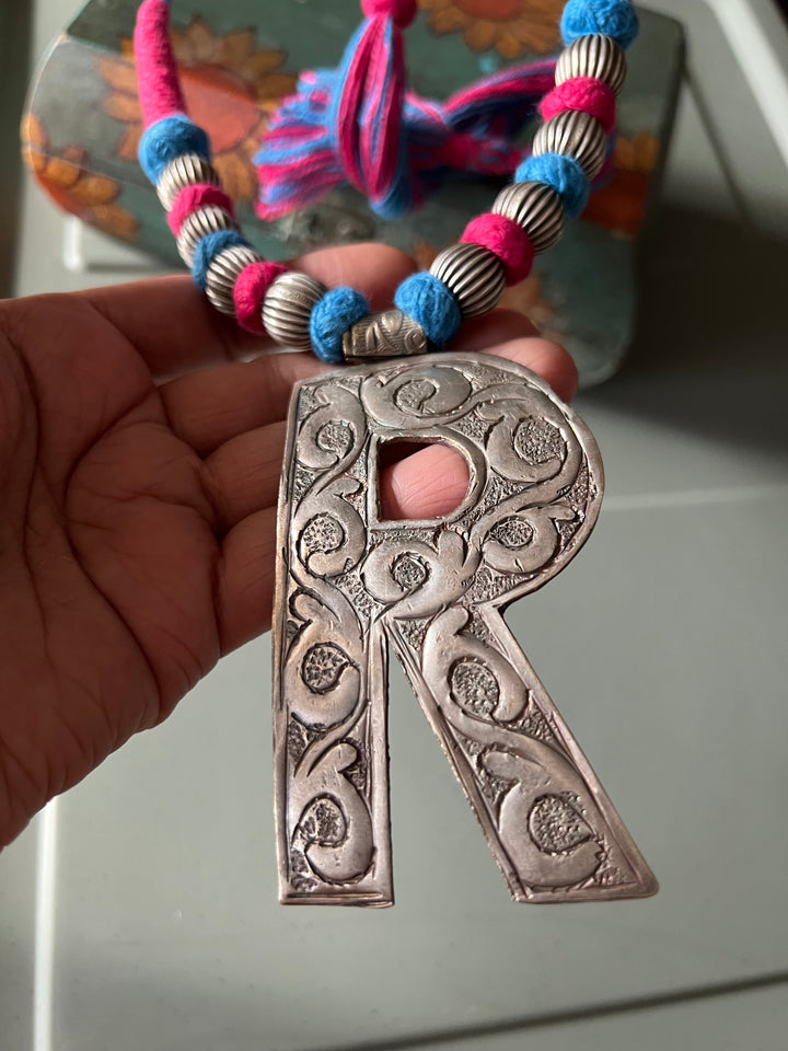 Tribal Necklace with Letter R Pendant- Elevate Your Elegance