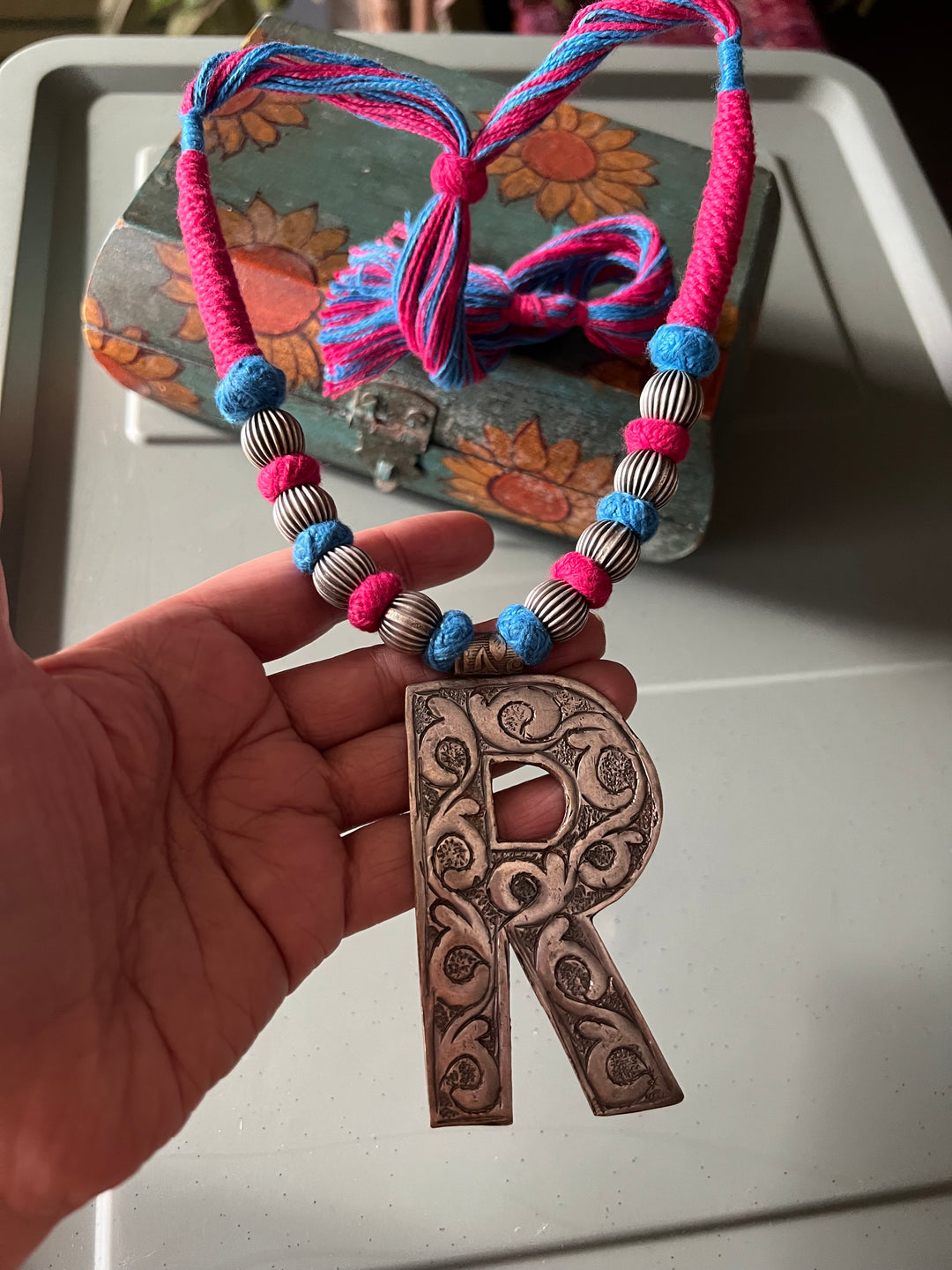 Tribal Necklace with Letter R Pendant- Elevate Your Elegance