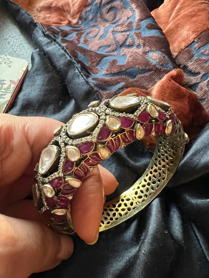 Polki Stone Bracelet - 925 Silver