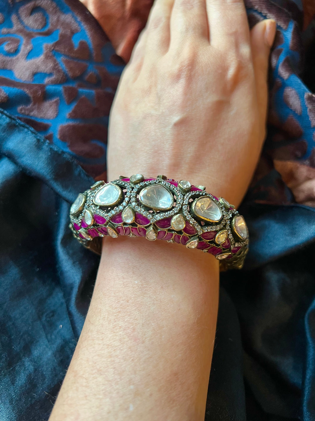 Polki Stone Bracelet - 925 Silver