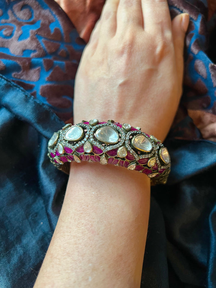 Polki Stone Bracelet - 925 Silver