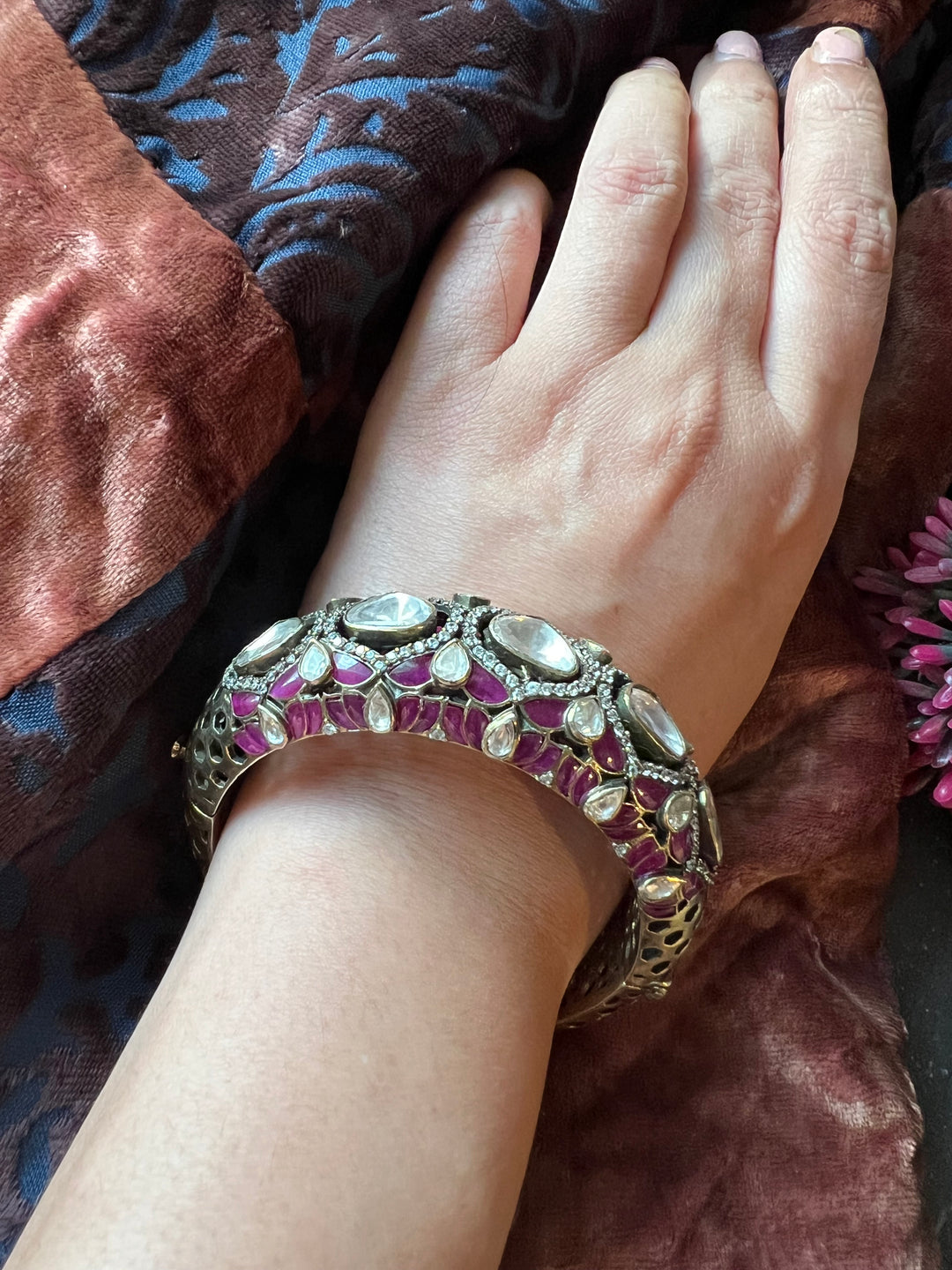 Polki Stone Bracelet - 925 Silver