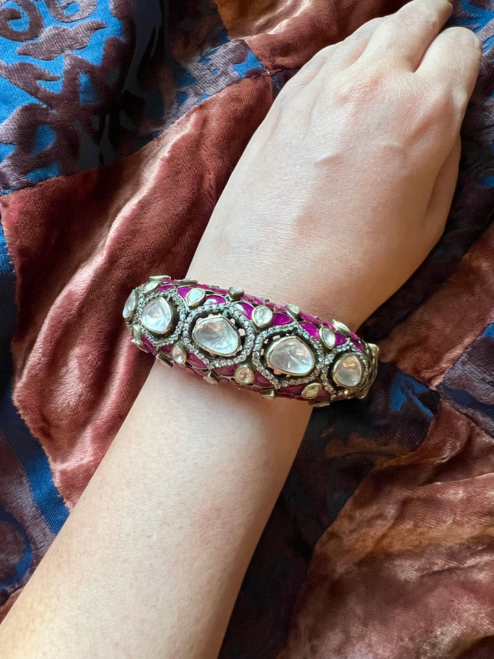 Polki Stone Bracelet - 925 Silver