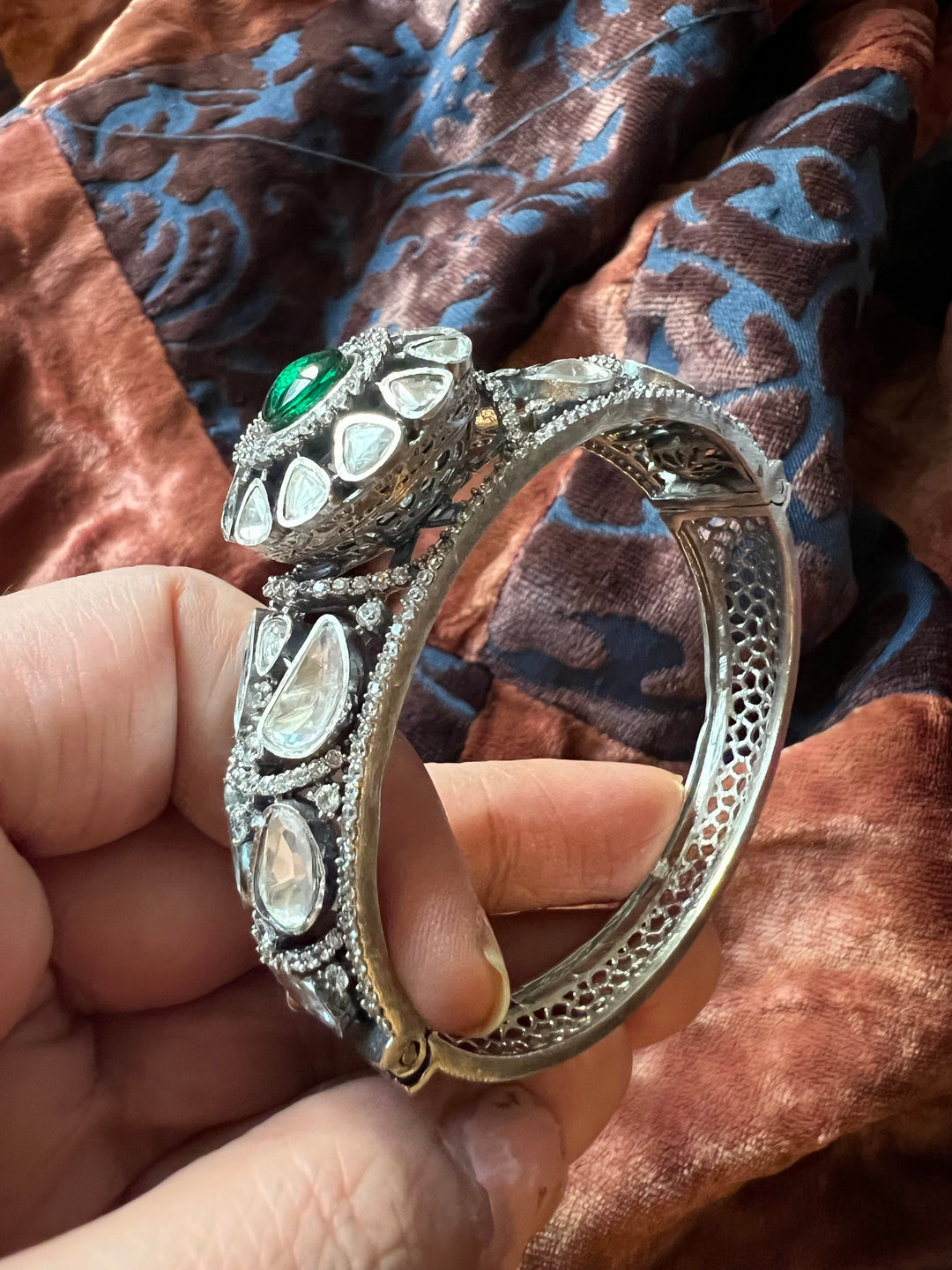 Polki Stone Kada - 925 Silver