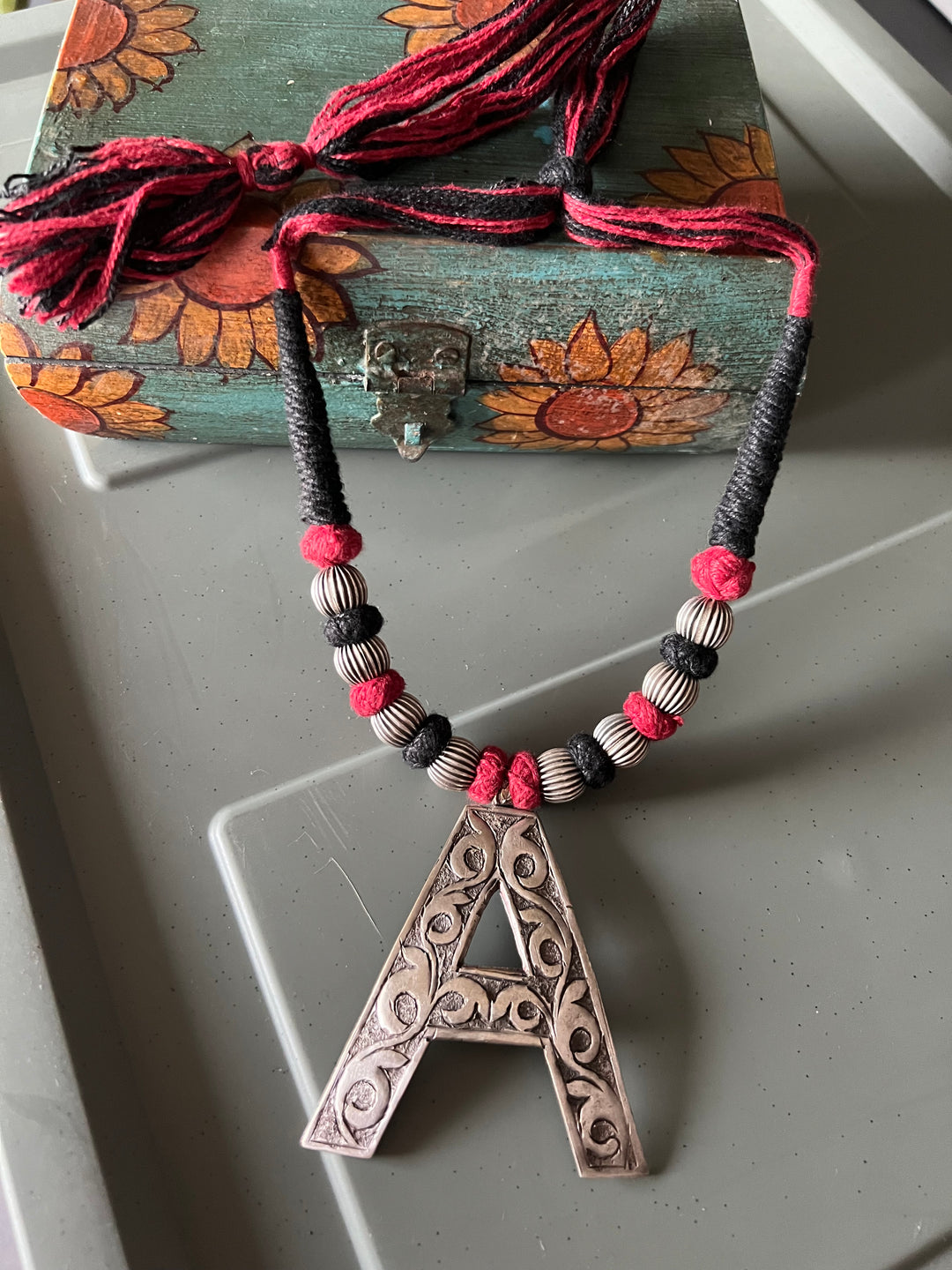 Tribal Necklace with Letter A Pendant- Elevate Your Elegance