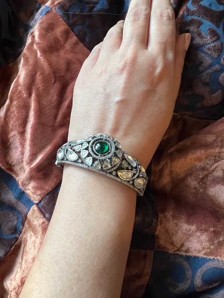Polki Stone Kada - 925 Silver