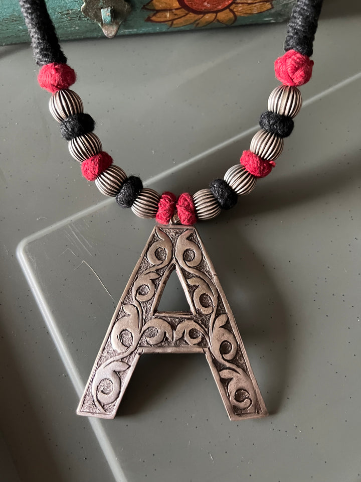 Tribal Necklace with Letter A Pendant- Elevate Your Elegance