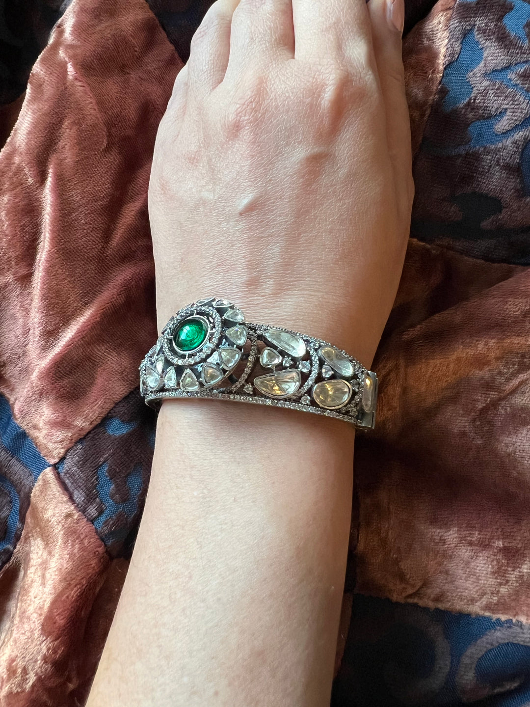 Polki Stone Kada - 925 Silver