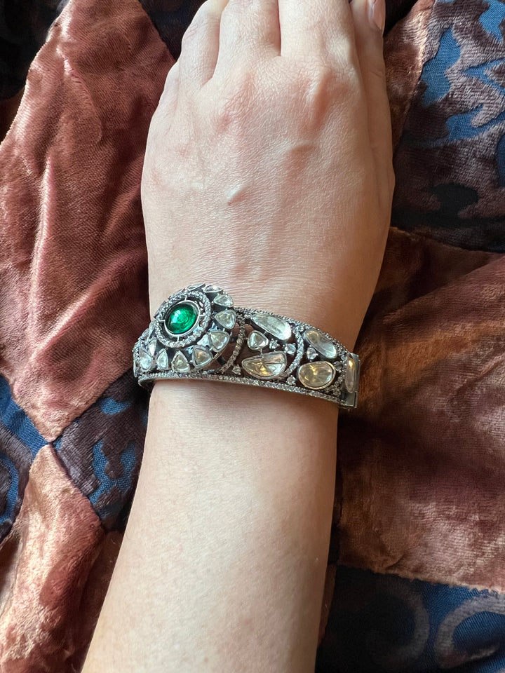 Polki Stone Kada - 925 Silver