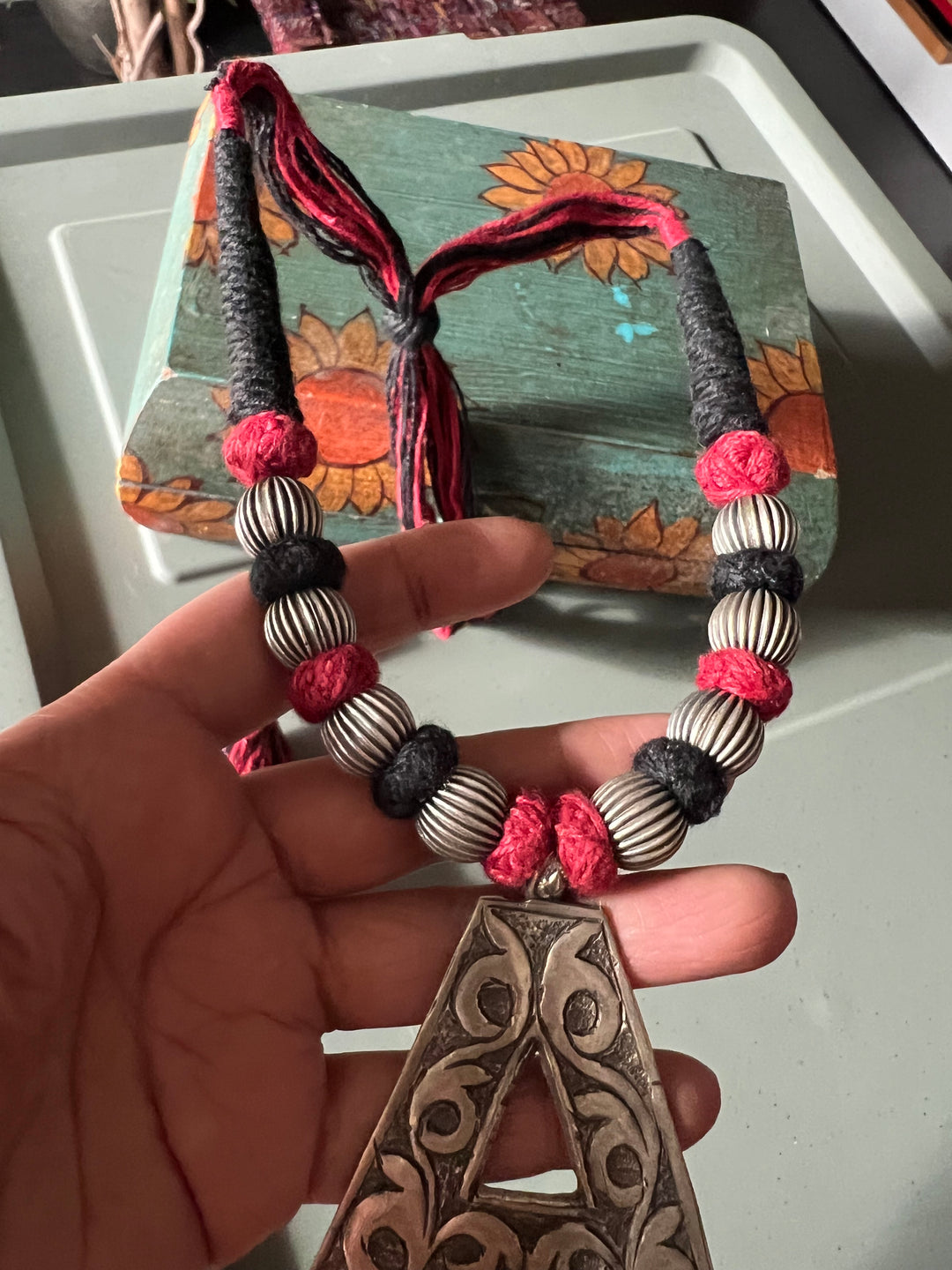 Tribal Necklace with Letter A Pendant- Elevate Your Elegance