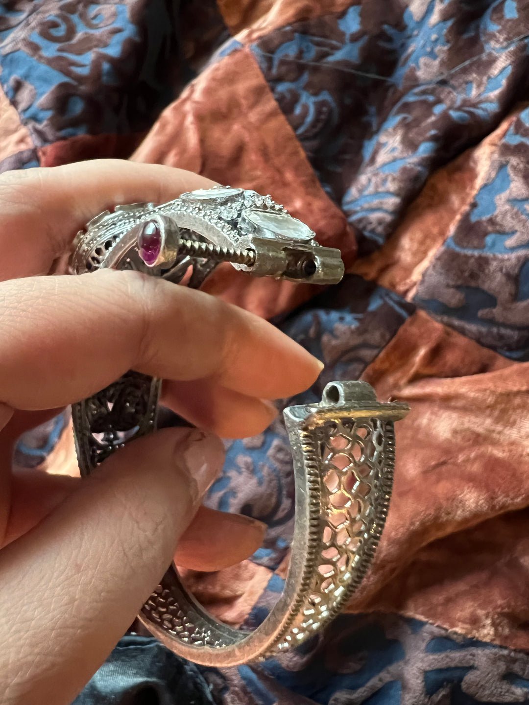 Polki Stone Kada - 925 Silver