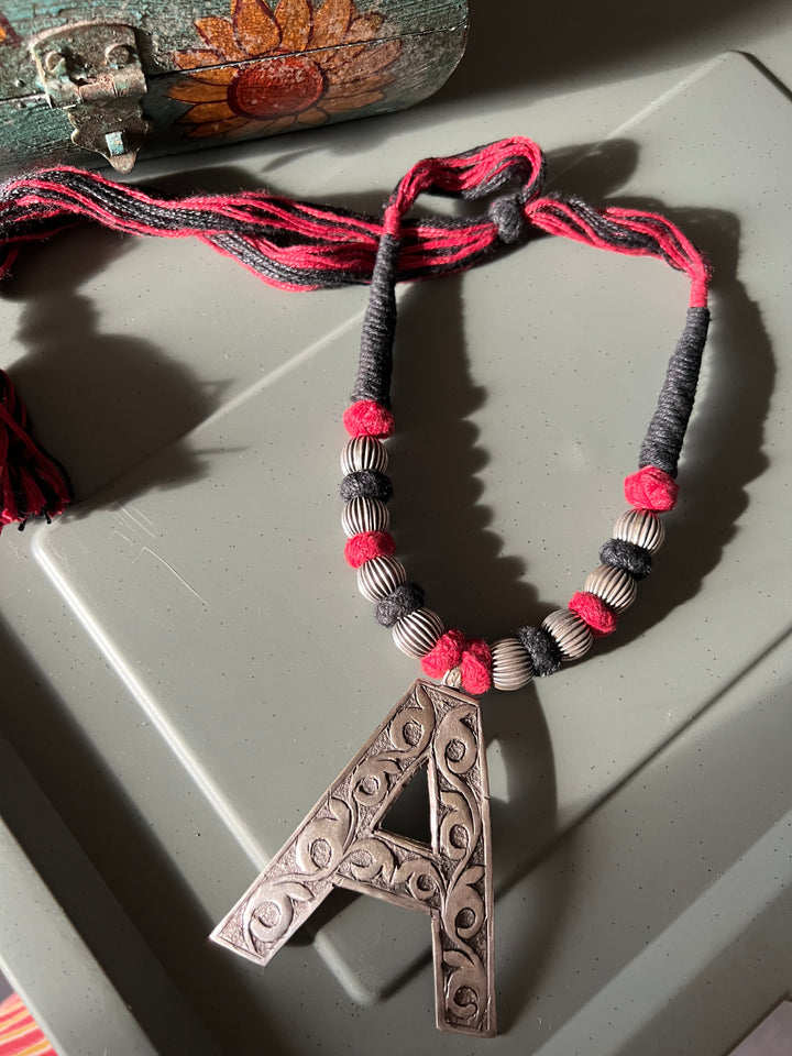 Tribal Necklace with Letter A Pendant- Elevate Your Elegance
