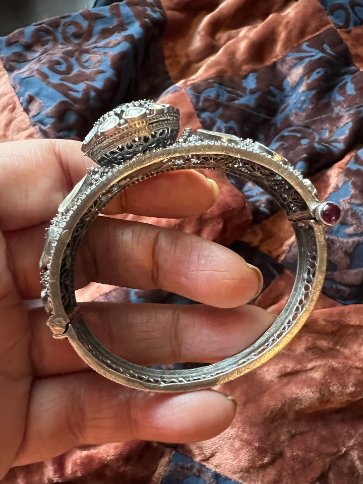 Polki Stone Kada - 925 Silver