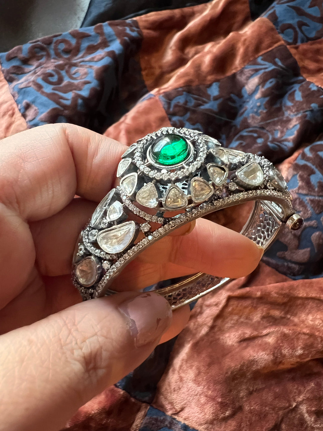 Polki Stone Kada - 925 Silver