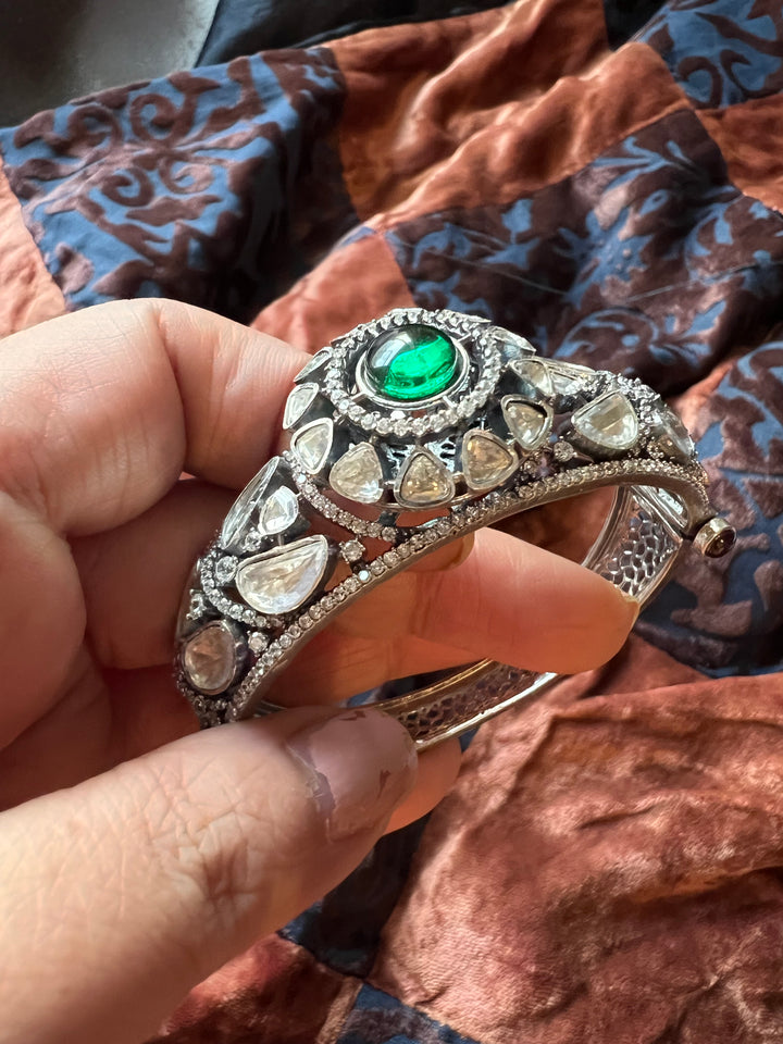 Polki Stone Kada - 925 Silver