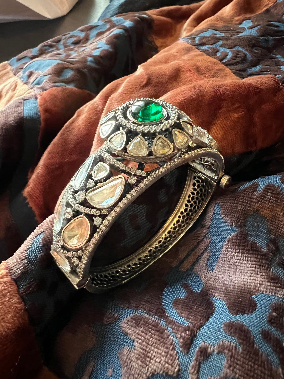 Polki Stone Kada - 925 Silver