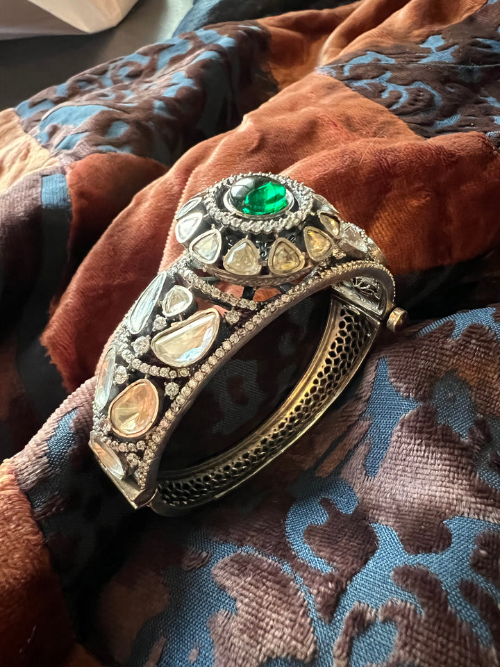 Polki Stone Kada - 925 Silver