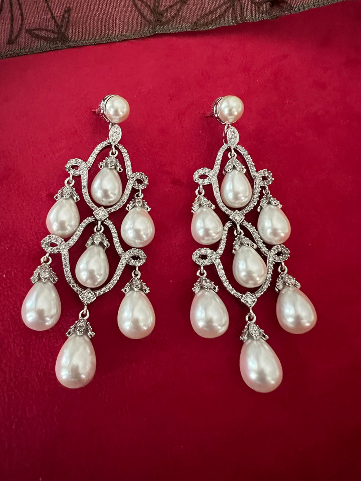 Beautiful Pearl and CZ Earrings - Premium Quality, Exquisite Craftsmanship