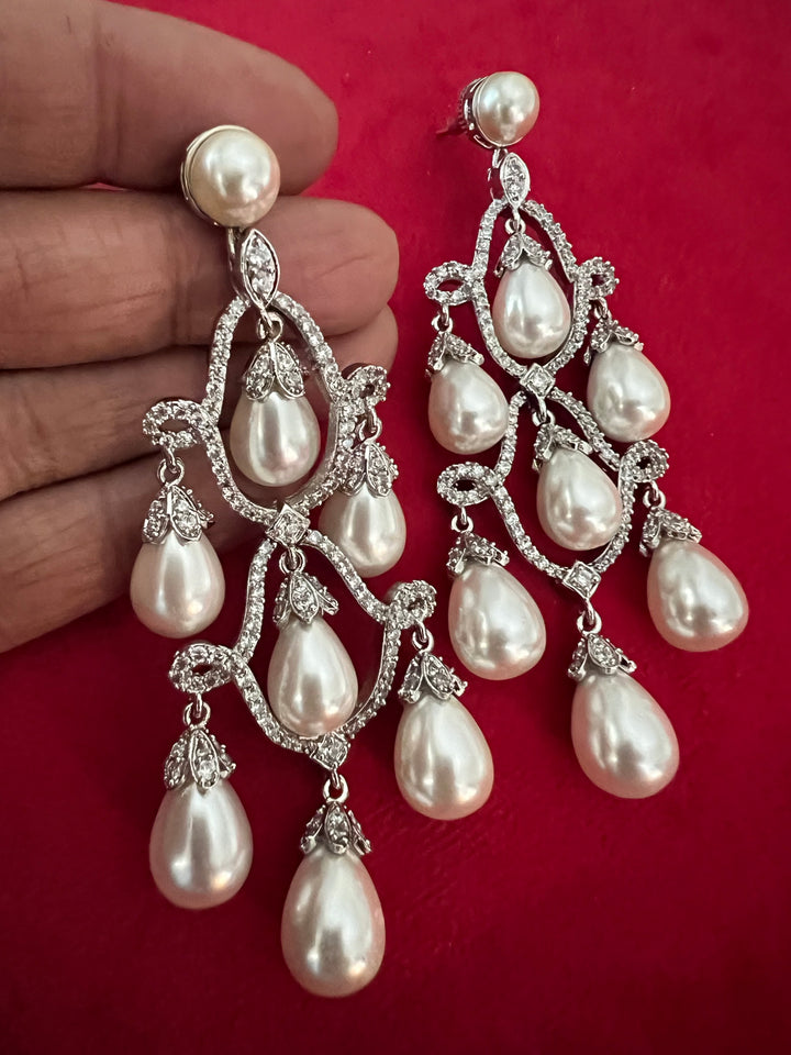 Beautiful Pearl and CZ Earrings - Premium Quality, Exquisite Craftsmanship