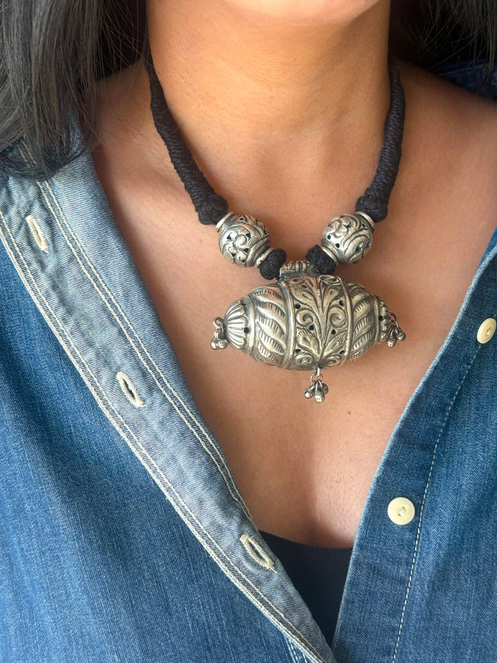 Handmade Tribal Antique Brass Statement Necklace | Adjustable Dori Artisan Jewelry