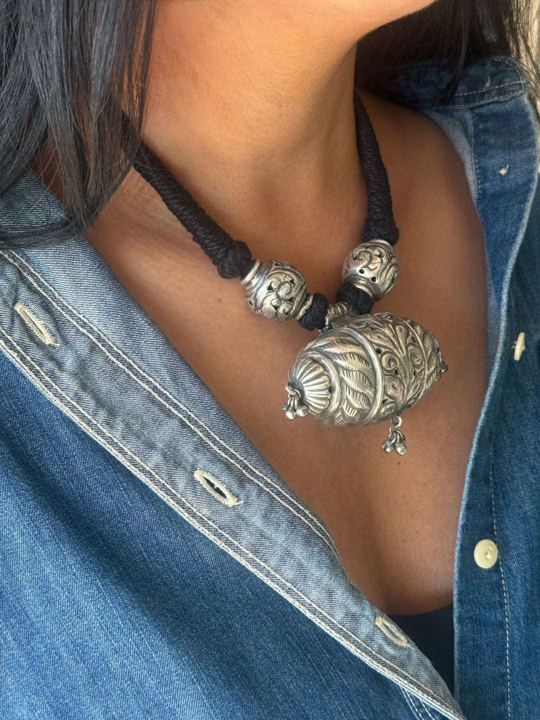 Handmade Tribal Antique Brass Statement Necklace | Adjustable Dori Artisan Jewelry