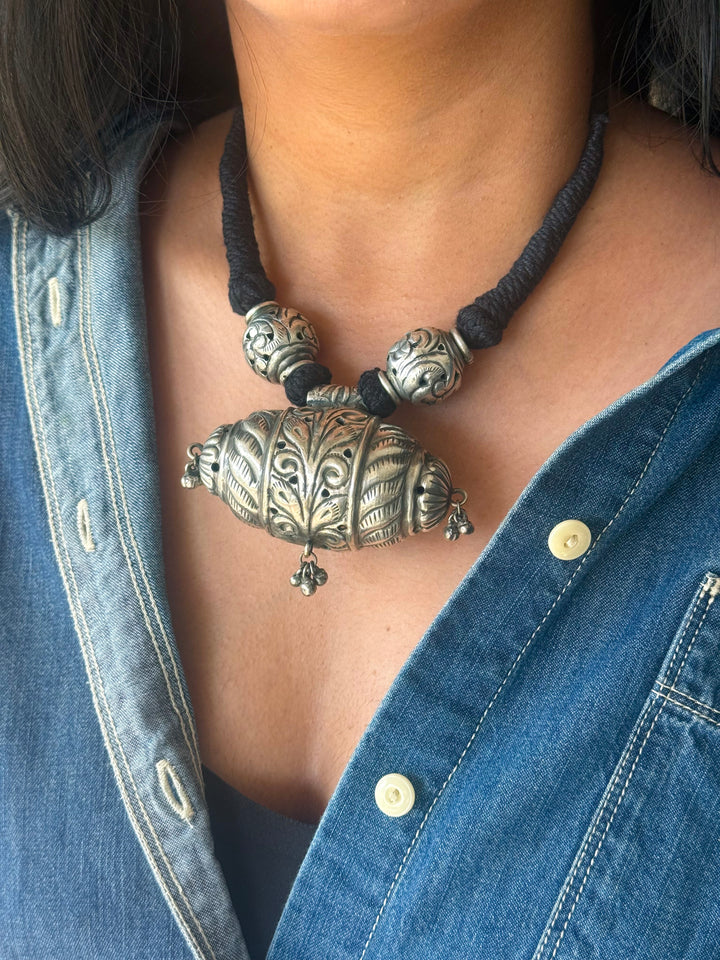 Handmade Tribal Antique Brass Statement Necklace | Adjustable Dori Artisan Jewelry