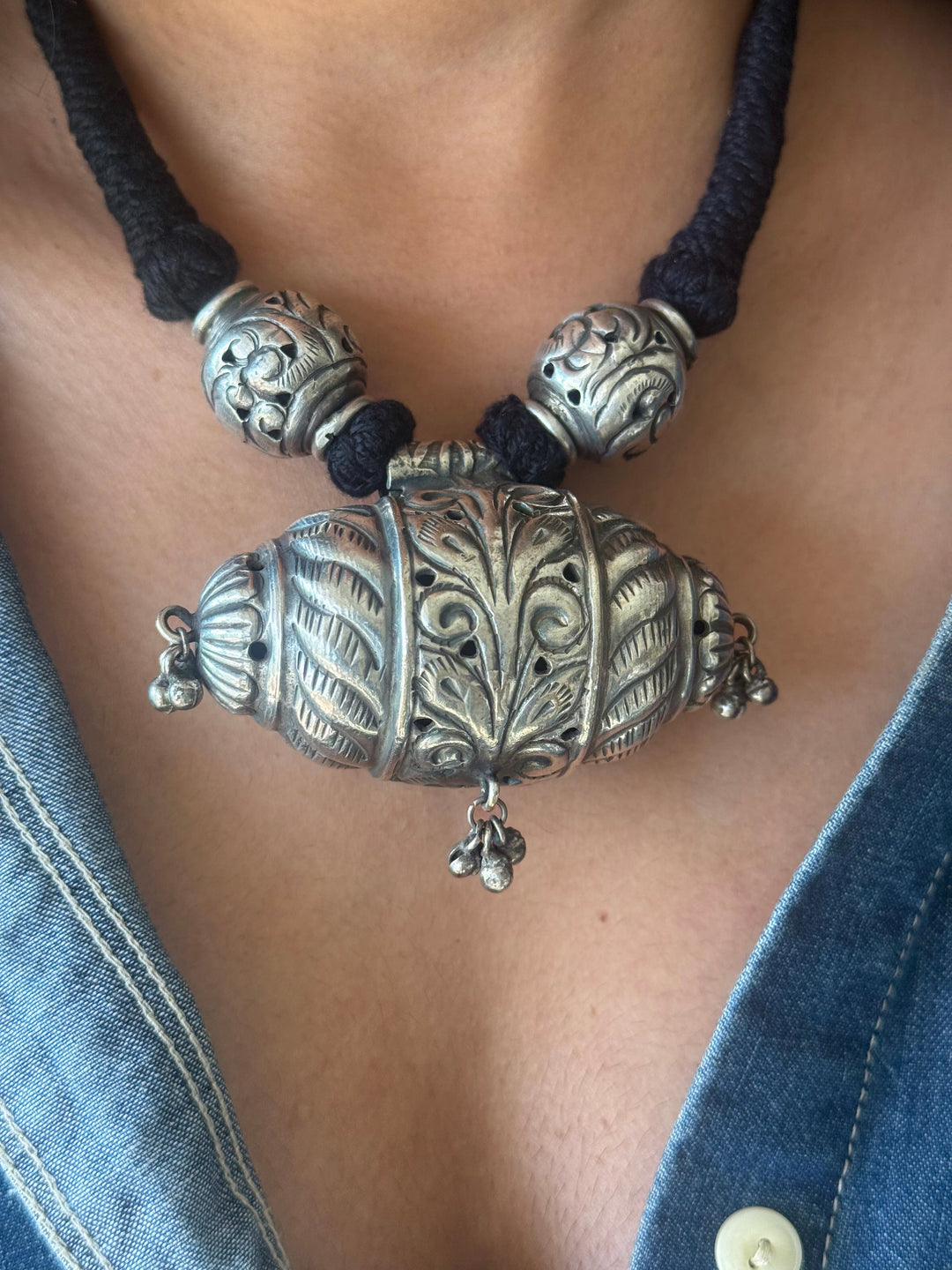 Handmade Tribal Antique Brass Statement Necklace | Adjustable Dori Artisan Jewelry