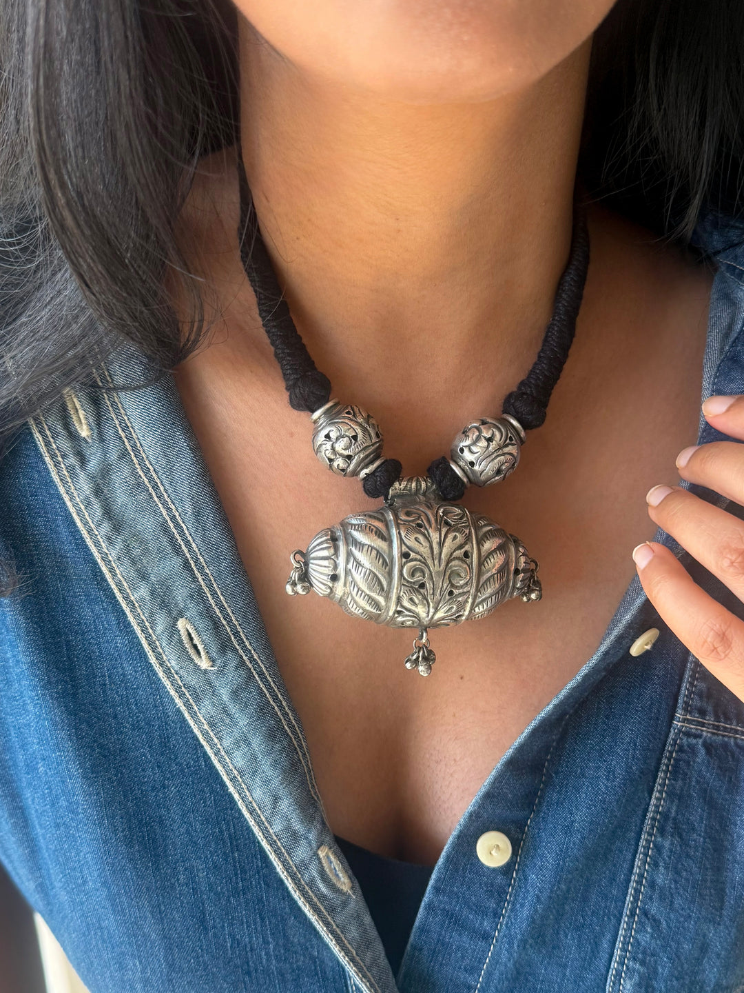 Handmade Tribal Antique Brass Statement Necklace | Adjustable Dori Artisan Jewelry
