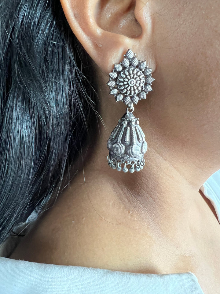 Antique Oxidized Jhumka Earrings | Statement Jewelry by SHIVKA