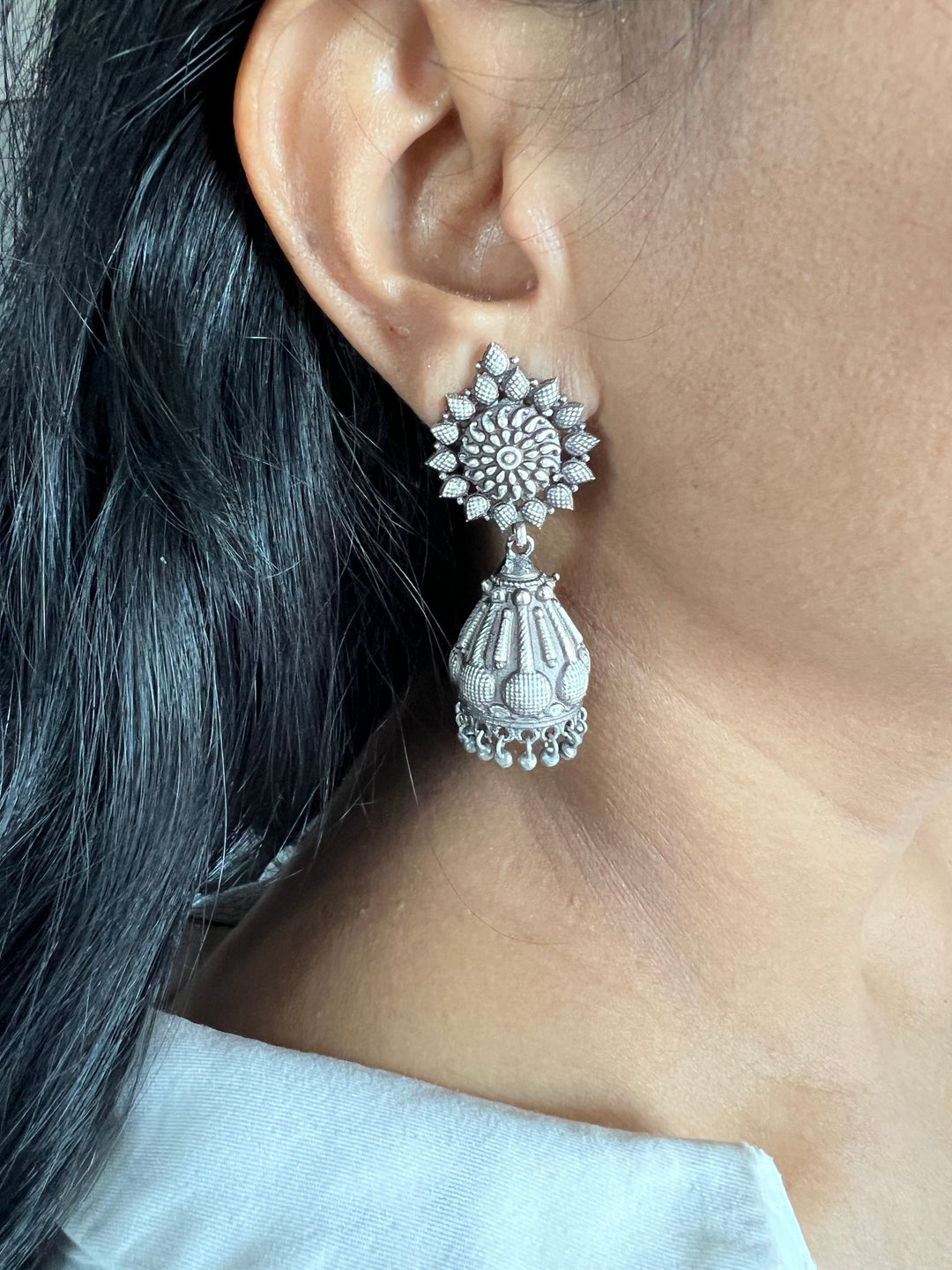 Antique Oxidized Jhumka Earrings | Statement Jewelry by SHIVKA