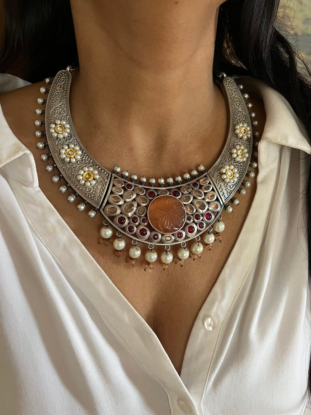 Elegant Fusion Necklace with Earrings